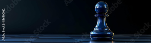 Dark Blue Chess Pawn on Board, Strategy, Game, Competition, Power, Victory,  Challenges,  Risk,  Decision-Making,  Success,  Planning,  Leadership,   Ambition,   Foresight,   Calcu photo