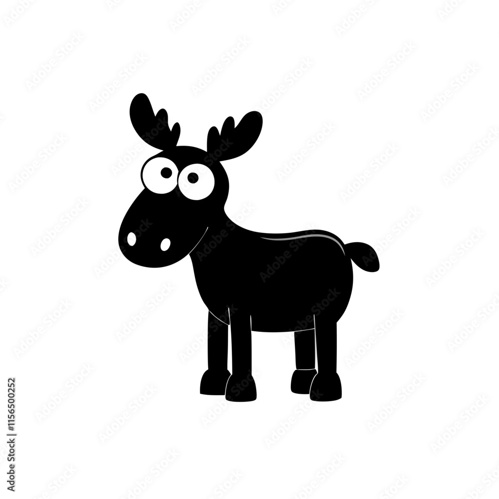 Naklejka premium Moose cartoon vector silhouette
