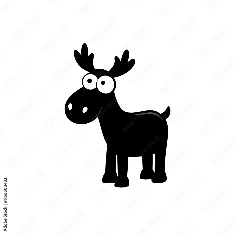 Fototapeta premium Moose cartoon vector silhouette