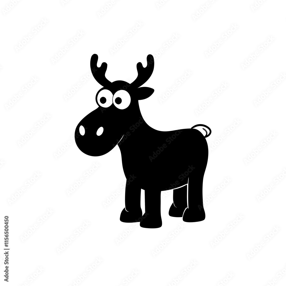 Fototapeta premium Moose cartoon vector silhouette
