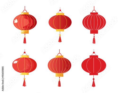 Set of red Chinese lanterns, perfect for Chinese New Year, Lunar New Year, and festive celebrations