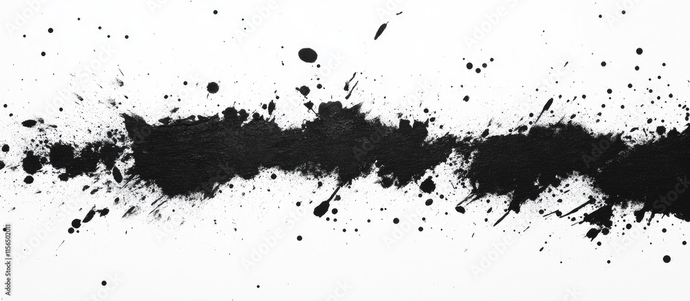Black paint splatter texture on white background creating artistic space for creative designs and text placement in modern visuals Black paint splatter texture on white background creating artistic space for creative designs and text placement in modern visuals