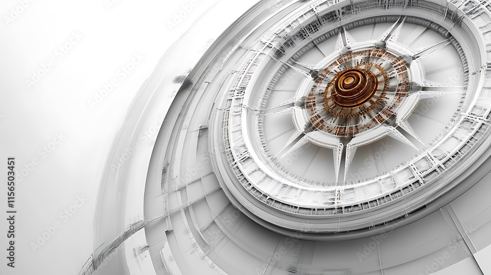 Obraz premium Close-up Photo: Intricately Detailed Futuristic Clock Mechanism Rendered in Striking Minimalist Style. AI Generated