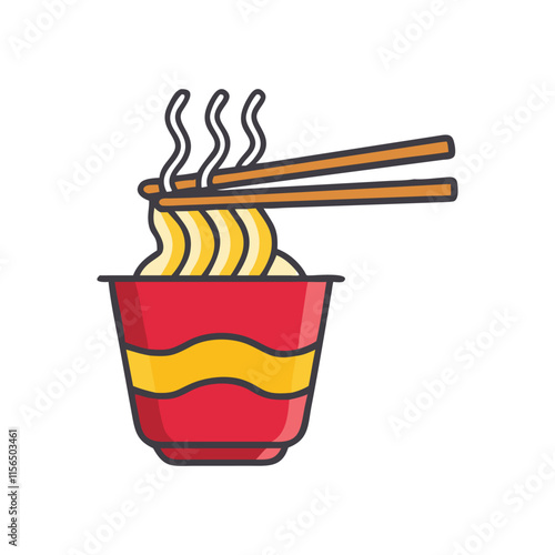 Delicious Instant Noodles Ready to Eat with Chopsticks