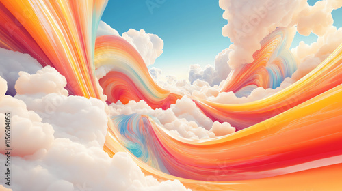 A vibrant, abstract landscape of swirling colors and clouds, evoking a dreamlike atmosphere.