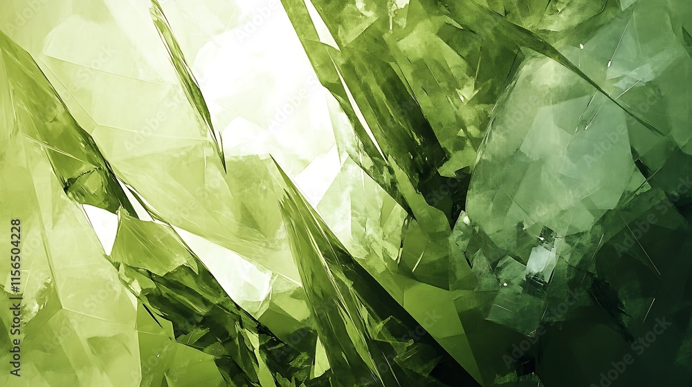 Obraz premium Close-Up Photo: Luminous Green Crystals Gleaming Mysteriously in an Icy Cave. AI Generated