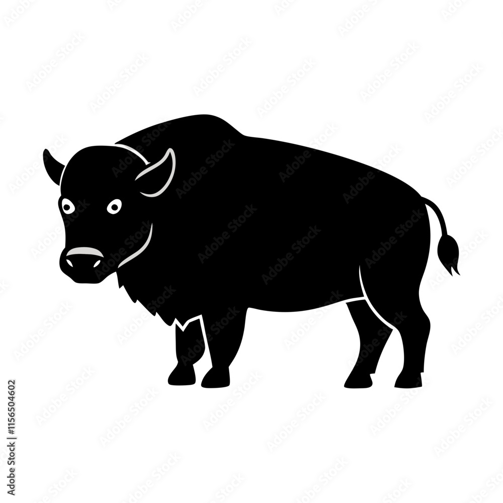 Fototapeta premium Bison cartoon vector silhouette