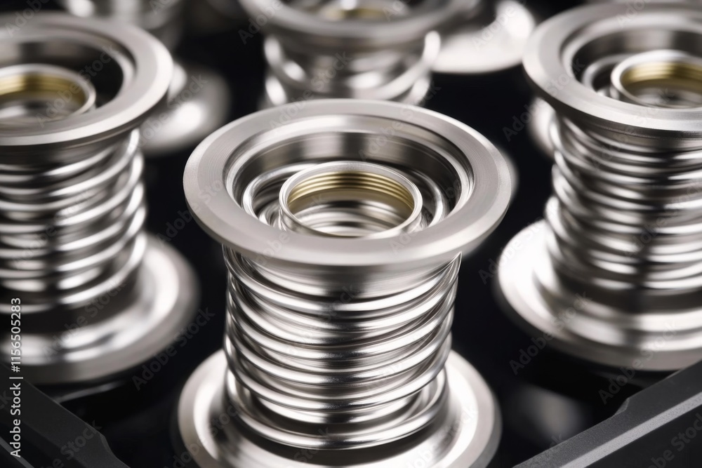 Metal springs arranged to create depth and shine A brand-new shock absorber Metal springs arranged to create depth and shine A brand-new shock absorber
