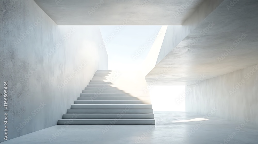 Serene 3D Render: Ascending Steps in a Minimalist Concrete Hallway. AI Generated Serene 3D Render: Ascending Steps in a Minimalist Concrete Hallway. AI Generated
