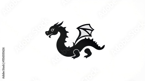 A Simple Black Dragon Silhouette Design