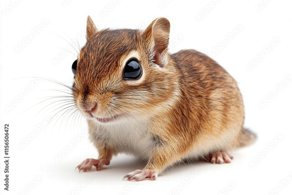 A cute, small chipmunk with shiny eyes and brown fur, standing on a white background, showcasing its playful nature. A cute, small chipmunk with shiny eyes and brown fur, standing on a white background, showcasing its playful nature.