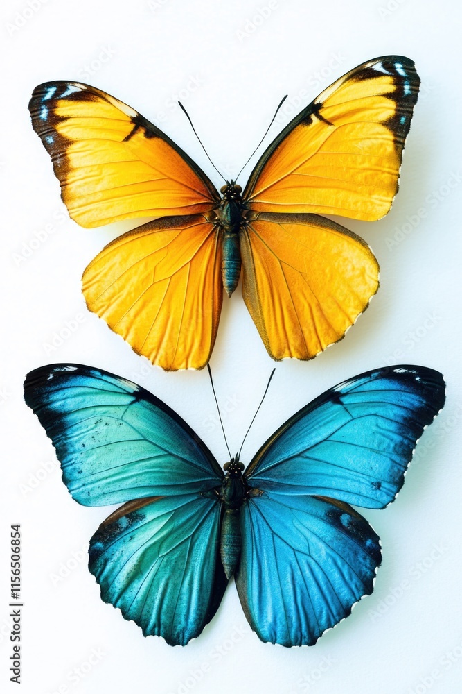 Fototapeta premium Blue and yellow butterflies