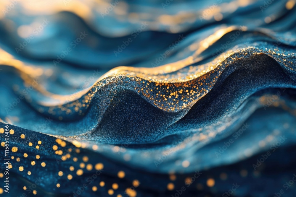 Blue fabric with gold dots Blue fabric with gold dots