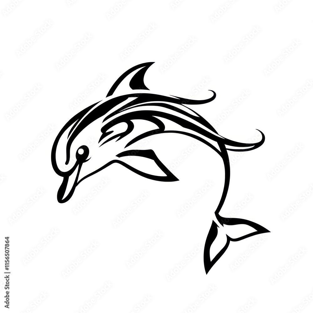 Stylized Dolphin Leaping Ocean Design Artwork Stylized Dolphin Leaping Ocean Design Artwork