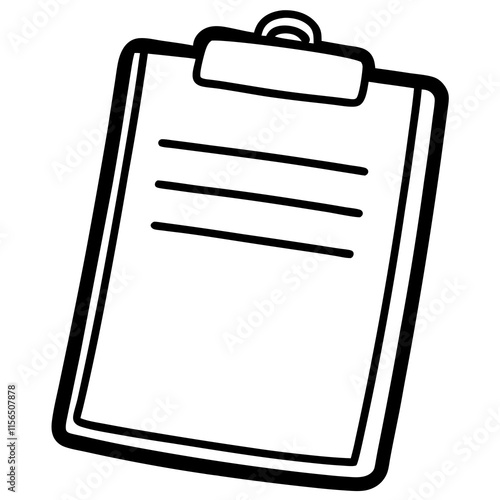 Clipboard Line Art Vector Illustration