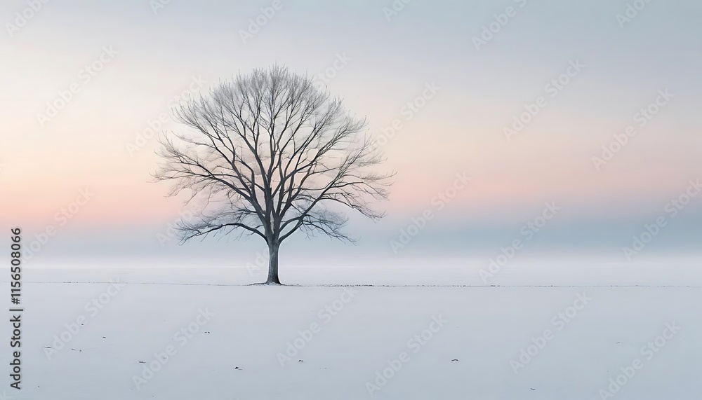 Fototapeta premium minimalist winter scene with an endless snowy field