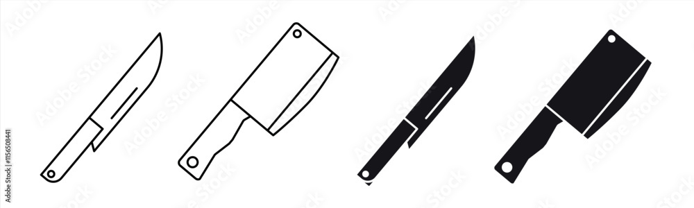 knife icon set. kitchen knife thin line and flat icon symbol sign. vector illustration knife icon set. kitchen knife thin line and flat icon symbol sign. vector illustration