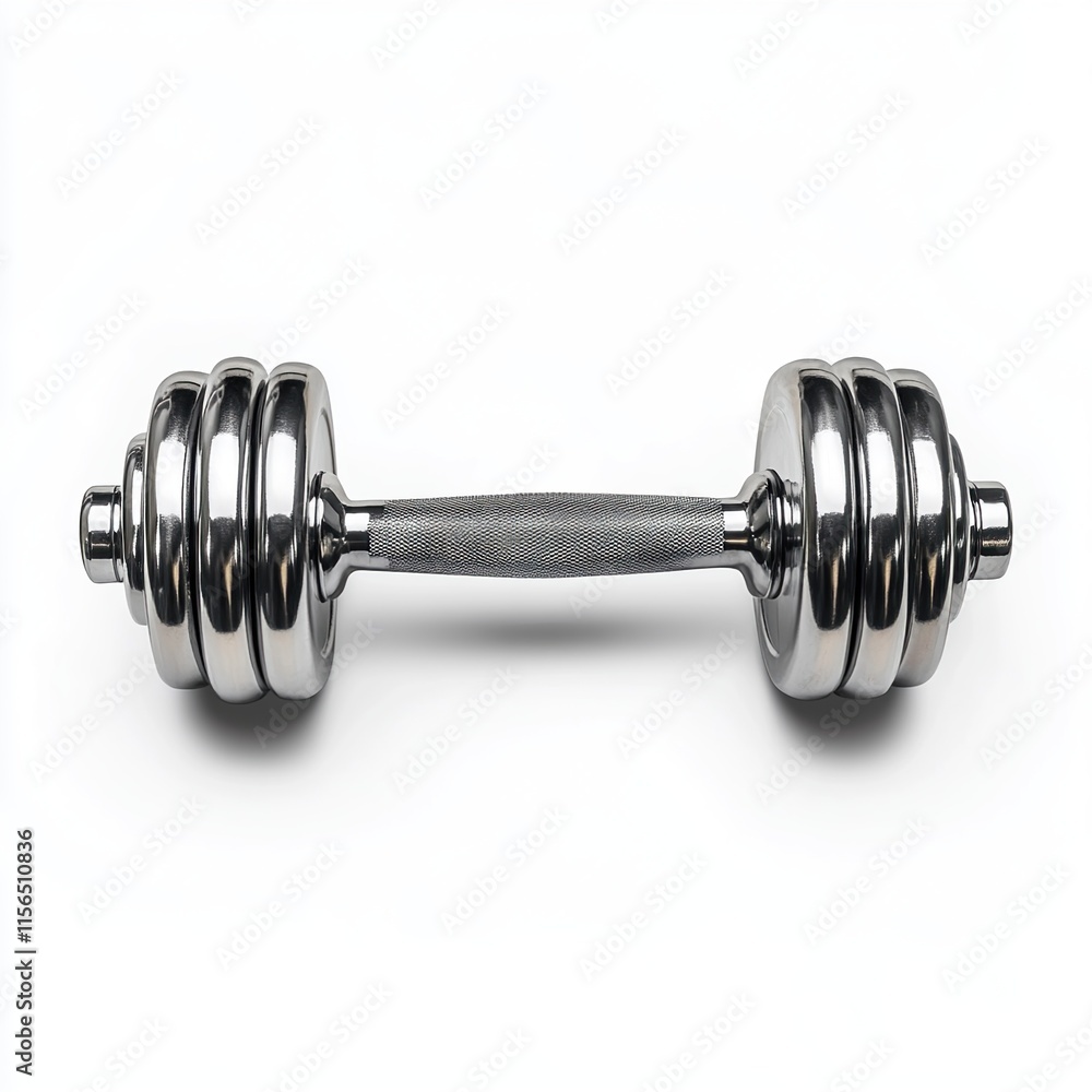Naklejka premium Adjustable chrome dumbbell isolated on white.