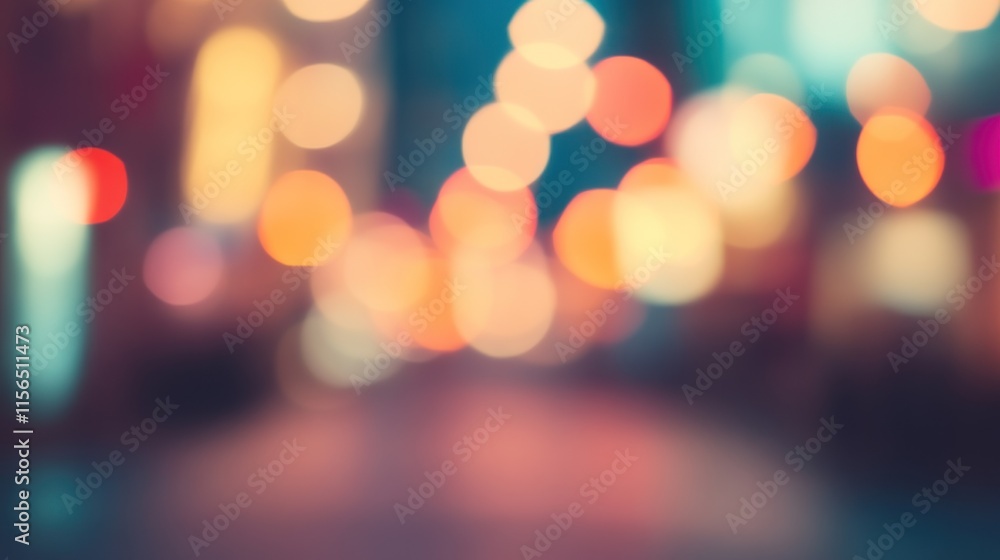 Blurred bright glowing lights of district in megapolis under dusk sky in evening on blurred background Blurred bright glowing lights of district in megapolis under dusk sky in evening on blurred background
