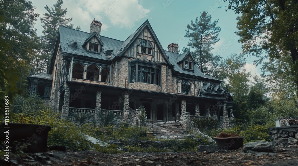 Abandoned Mansion in the Woods: A Gothic Ruin Abandoned Mansion in the Woods: A Gothic Ruin