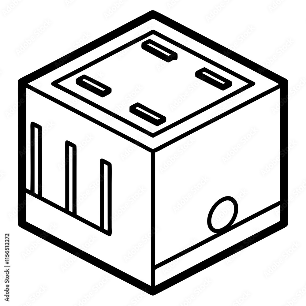 Fototapeta premium SSD Drive Line Art Vector Illustration