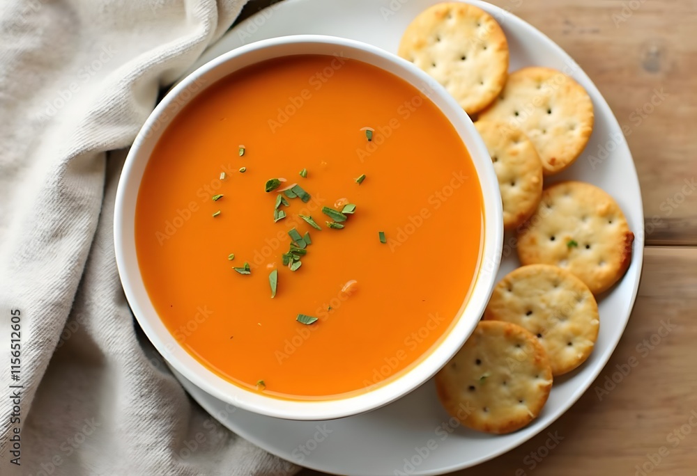 Close-up of tomato puree soup with a sprig of green parsley side view . home-made gluten-free food
Close-up of tomato puree soup with a sprig of green parsley side view . home-made gluten-free food