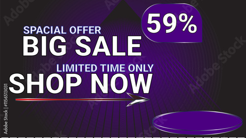 59 percent Special offer big sale limited time only shop now template banner with Indigo color theme