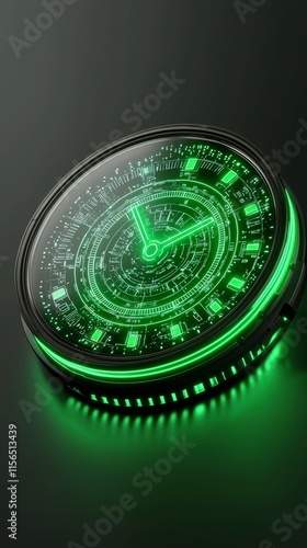 Futuristic Neon Clock Hologram  Sci Fi Timepiece Design photo