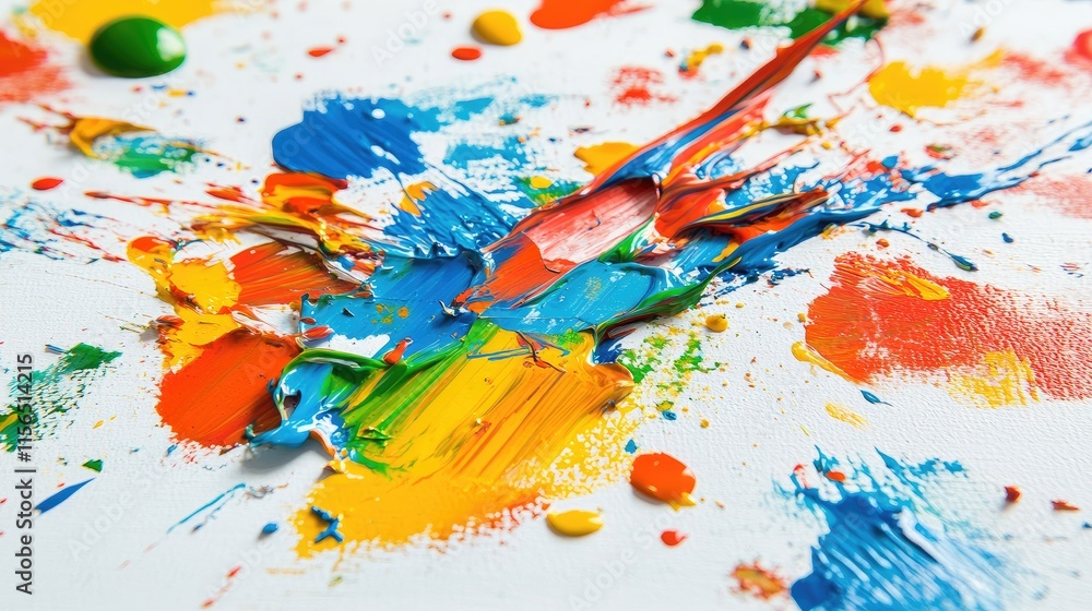 Abstract Colorful Acrylic Paint Swirls On Canvas Abstract Colorful Acrylic Paint Swirls On Canvas