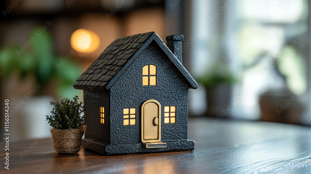 decorative house model with warm lights, symbolizing home and comfort decorative house model with warm lights, symbolizing home and comfort