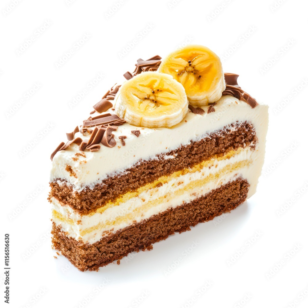 Piece of banana cake isolated on white background. Piece of banana cake isolated on white background.