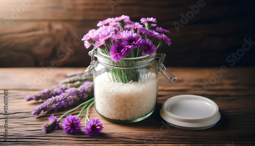 lavender flowers in a glass jar