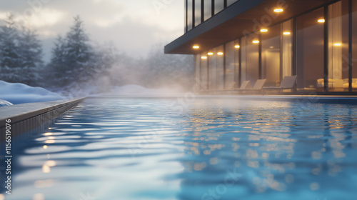Wallpaper Mural Outdoor heated pool with steam on a winter evening Torontodigital.ca