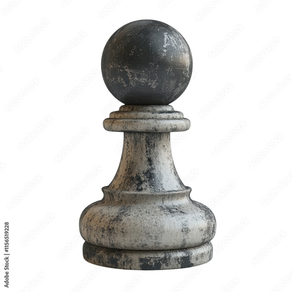 Distressed Chess Pawn Stone Game Piece Strategy 3D Render Distressed Chess Pawn Stone Game Piece Strategy 3D Render