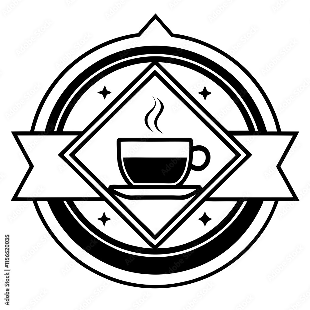 Coffee Shop Line Art Logo Vector Design Coffee Shop Line Art Logo Vector Design