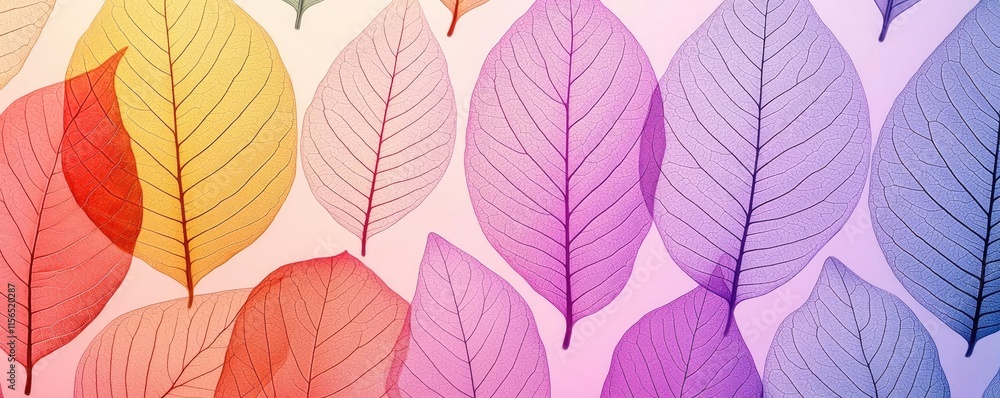 Obraz premium Foliage abstract background idea. Colorful leaves in various shades create a vibrant and artistic background.