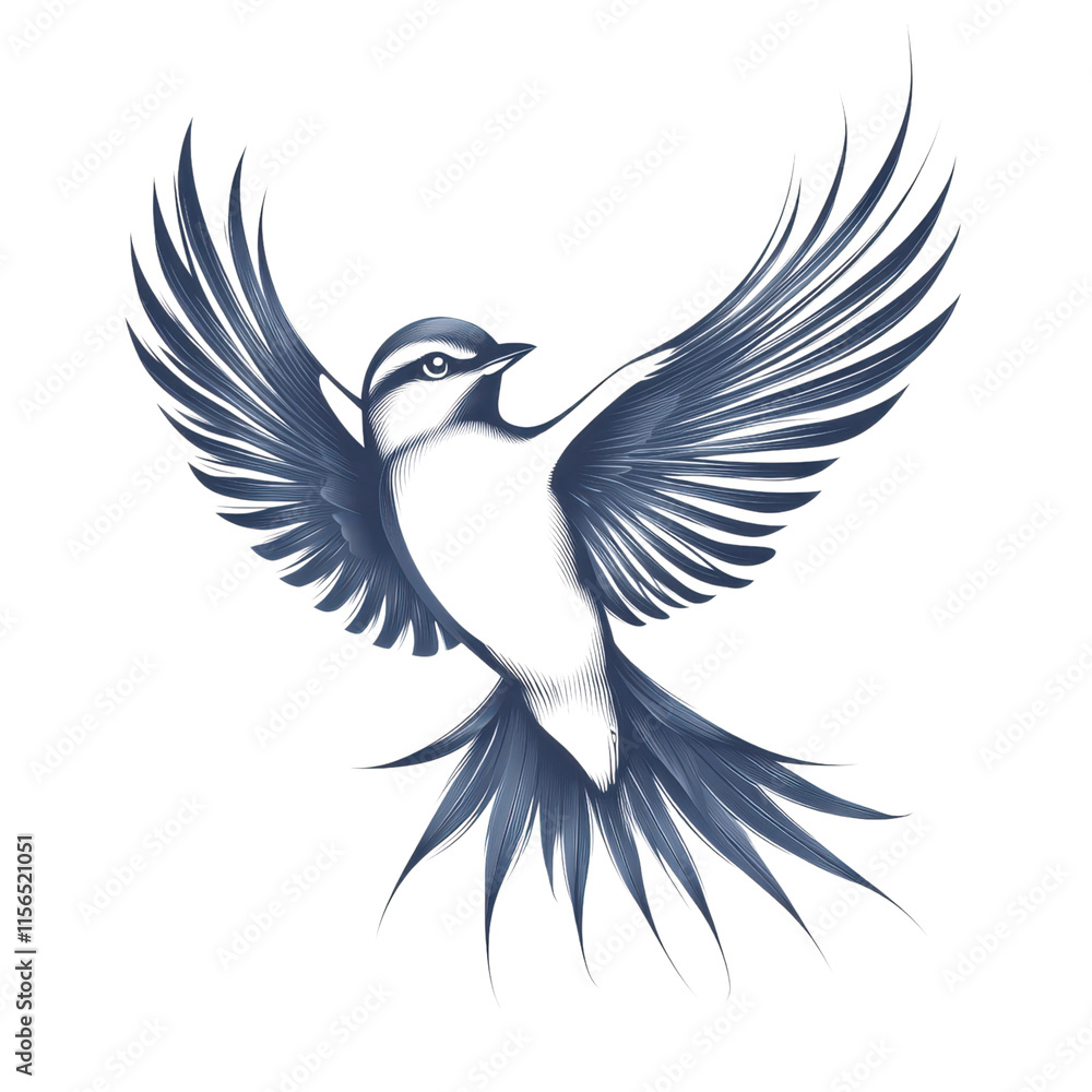 Obraz premium Elegant Blue Bird in Flight Wildlife Art Nature Avian Wings Freedom Design Element
