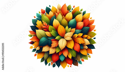 Autumn's colorful canvas a tapestry of leaves with white background
