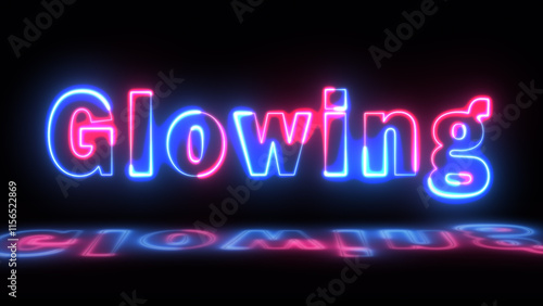 Neon glowing word text effect, editable neon light text style isolated on black background illustration.