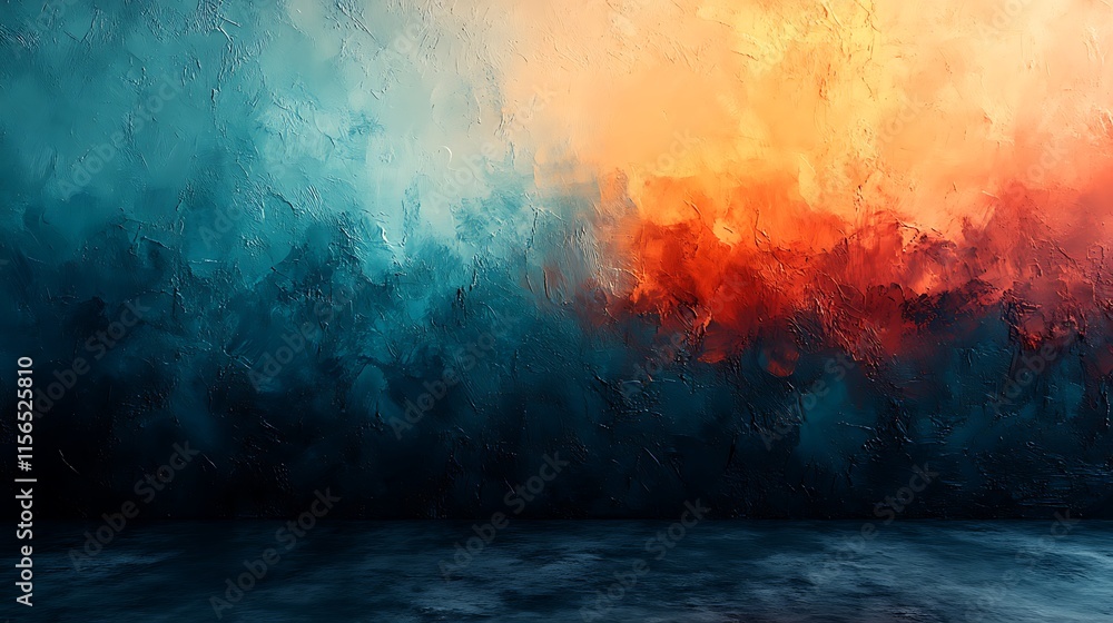 Abstract Textured Wall with Teal Orange Hues Abstract Textured Wall with Teal Orange Hues
