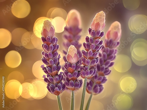 Purple indigo flower with defocused background and bokeh lights, indigo color theme flowers and plants photo