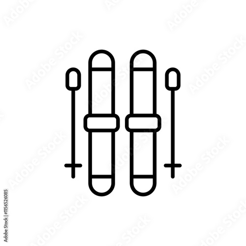 Ski equipment outline icons, minimalist vector illustration ,simple transparent graphic element .Isolated on white background