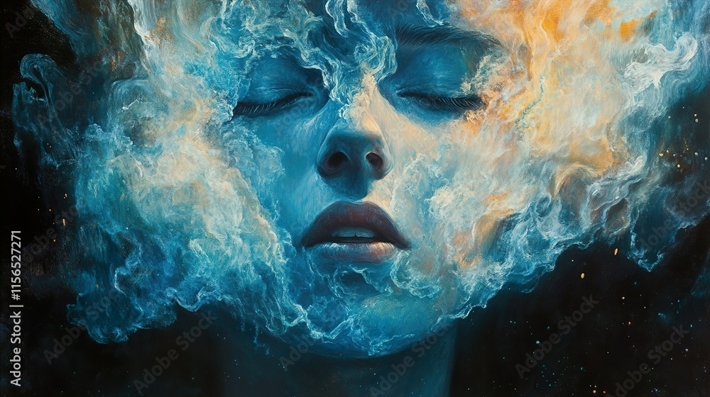 Fototapeta premium Serene Dreamscape: An Abstract Portrait of Inner Peace