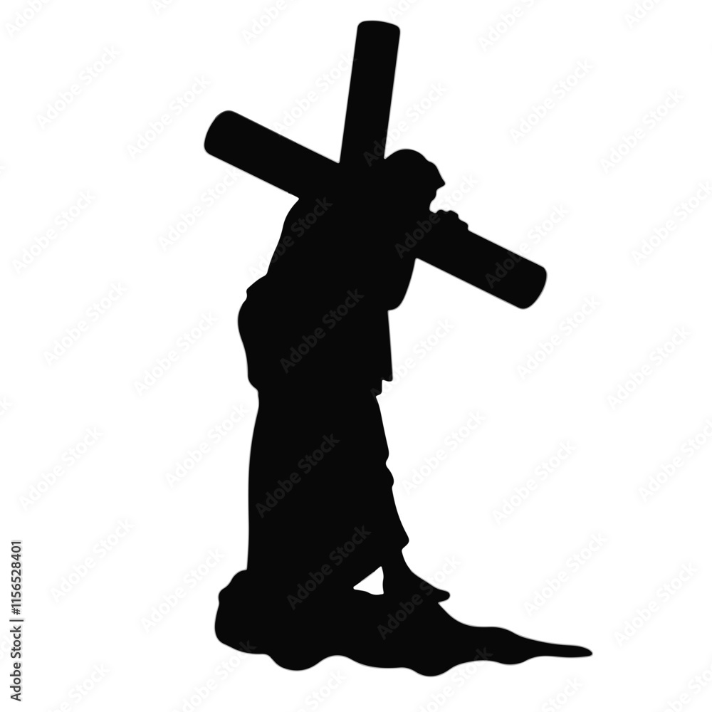 Christ carrying the cross on the way to crucifixion during the biblical event of Good Friday Christ carrying the cross on the way to crucifixion during the biblical event of Good Friday
