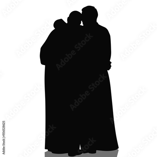 Biblical figures embrace in a moment of compassion, symbolizing love and unity during ancient times