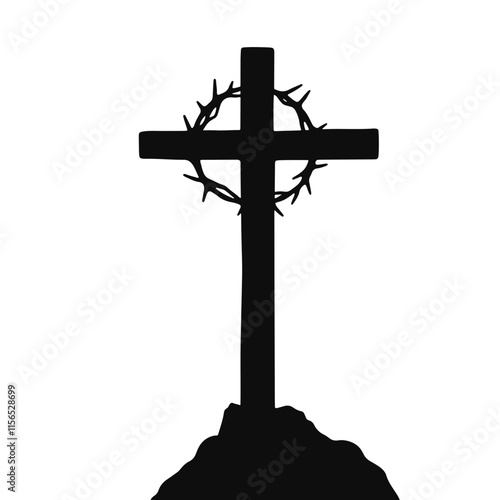 Cross surrounded by thorns symbolizes sacrifice and redemption in biblical narratives of hope and faith