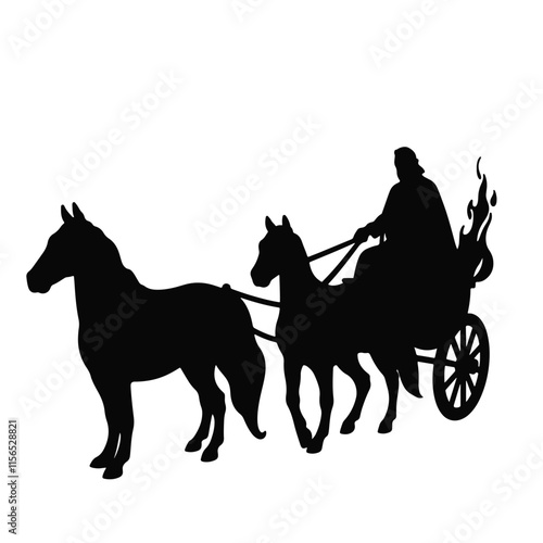 Chariot driven by a figure with flames symbolizing divine presence in a biblical narrative