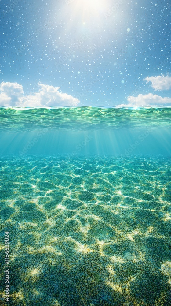 Fototapeta premium Crystal Clear Ocean Water Under Bright Sunlight