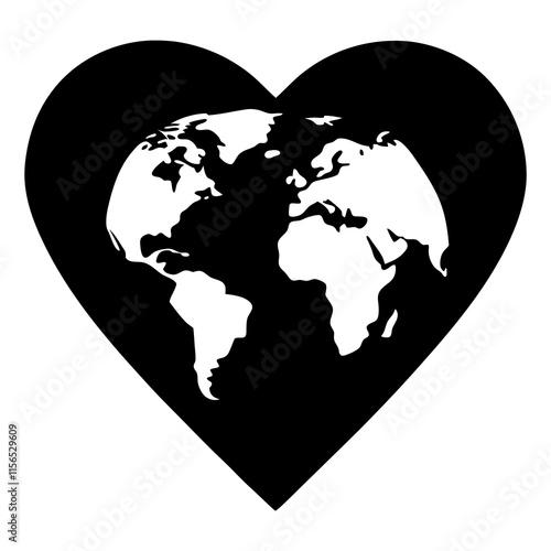 Green Earth Heart vector silhouette