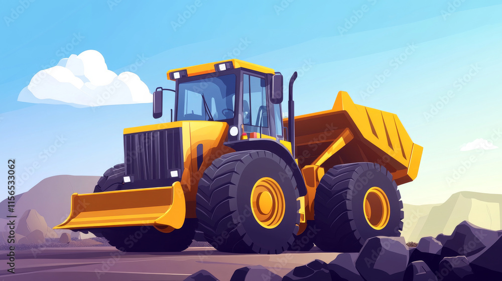 Front loader from the particles. Front loader consists of circles and points. Vector illustration. Front loader from the particles. Front loader consists of circles and points. Vector illustration.